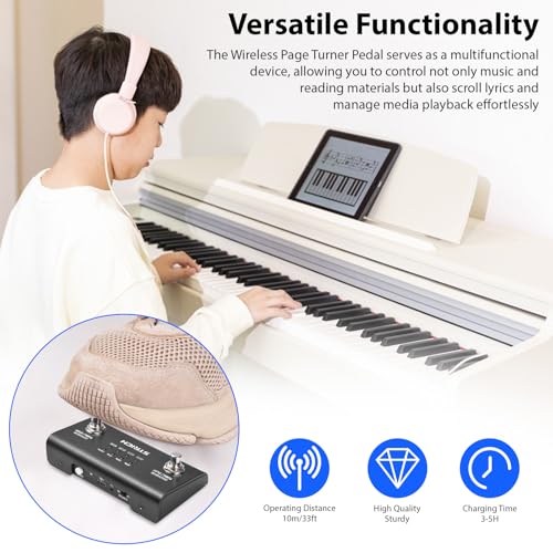 Wireless Page Turner Pedal Bluetooth Foot Controller for Music