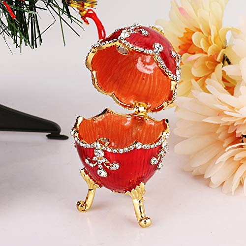 HEEPDD Enameled Easter Egg, Hand Painted Jewelry Trinket Box with Sparkling Rhinestones for Necklace Earring Small Items Home Desktop Decor Easter Day Collectible