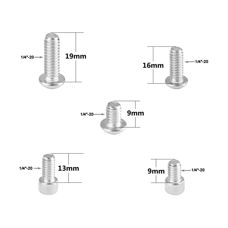 [Australia - AusPower] - CAMVATE 1/4"-20 Stainless Steel Screw Pack Multiple Types (20 pcs,1/4"-20 /9mm/13mm/16mm/19mm) - 1956 