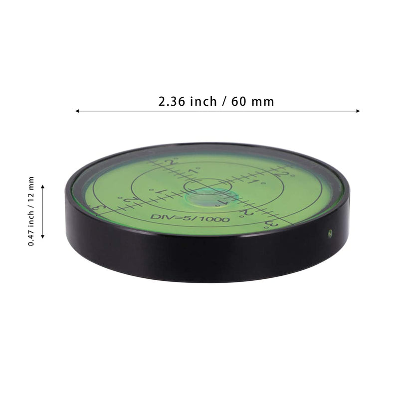 [Australia - AusPower] - Aluminium High Precision Horizontal Leveler Bubble Level Tool Circle Round 2.4 Inch 60mm (Black,Green) Black 