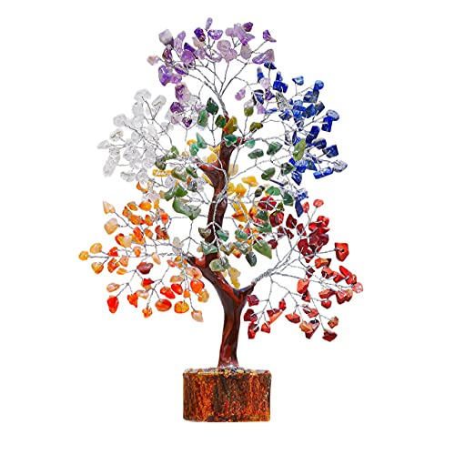 7 Chakra Tree, Crystals and Healing Stones, Chakra Tree of Life Crystal Tree for Positive Energy, Birthday Gifts for Women, Home Office Decor, House Warming Gifts New Home, Spiritual Gifts Seven Chakra Silver Wire