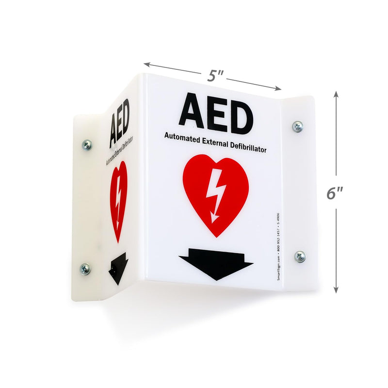 [Australia - AusPower] - SmartSign "AED" Projecting Sign | 5" x 6" Acrylic 5" x 6" 