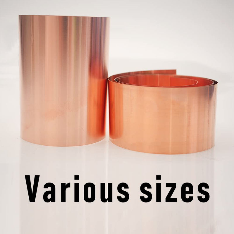 Pure Copper Metal Foil Roll, 0.4mm Thickness x 200mm Width x 1M Length, 99.9% Copper Sheet Roll Copper Strip for Jewelry, Crafts, Repairs, Electrical Thickness: 0.4mm Width：200mm