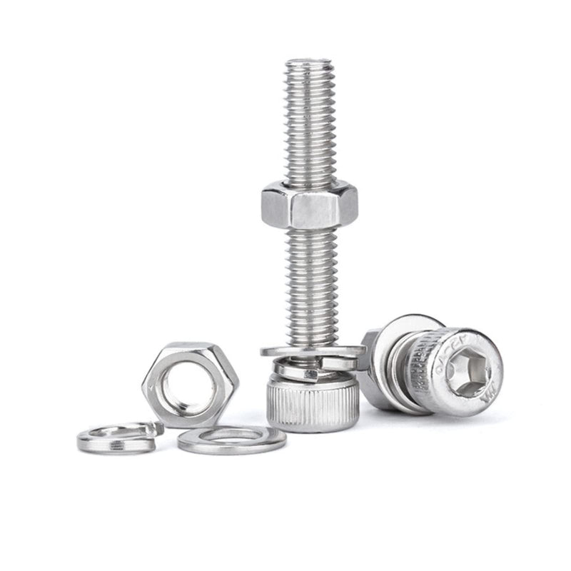 [Australia - AusPower] - 120Pcs M6 Stainless Steel Hex Socket Head Bolts Screws Nuts Washers Assortment Kit Used in The Home and Office Appliance 