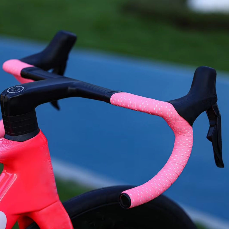 Handlebar Tape for Road Bike Black Silicone+EVA Anti-Slip and Shock-Absorbing Bicycle Handlebar Tapes Grip Sweat-Absorbent and Wear-Resistant Winding Bar Tape with End Plugs 2 Rolls (Pink) Pink