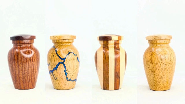 ZIYA Wooden Cremation Small Urns for Human Ashes Keepsake Adult Male Female - Mini Urn for Ashes for Women Men Child Decorative Memorial Funeral Urns for Ashes Pet Cat Dog Set of 4 Keepsakes Rosewood Set of 4 X-Small