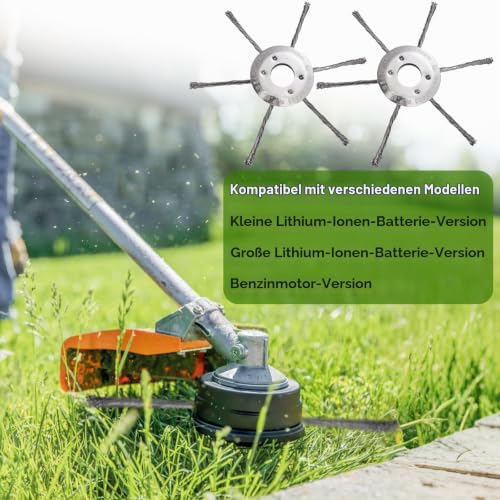 Pack of 2 Steel Wire Grass Trimmer Head, 230 mm Weed Brush for Grass Trimmer, Brush Head with Knotted Wire, Universal Wire Wheel Replacement Garden Grass Trimmer Cutting Head for Brush Cutters (6 230mm