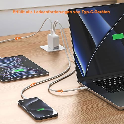 iPhone Charging Cable USB C to USB C Cable 1 m Fast Charging Cable for iPhone 17 Air/16 Pro Max/15 Plus/17E/16E, iPad Pro 10/11th, Google Pixel 9/8, Samsung Galaxy S23/S24, Mobile Phone Charging Cable White