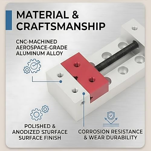 YWBL-WH aluminum mini drill press bench vise with parallel jaws and flat clamp for DIY carving and workbench fixing