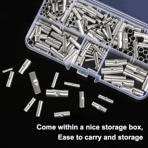 Butt Connectors, 200 Pieces, Butt Connectors, Non-Insulated Crimp Connectors, Butt Connectors, Crimp Sleeves, Uninsulated Set for DIY Electrical Splicing