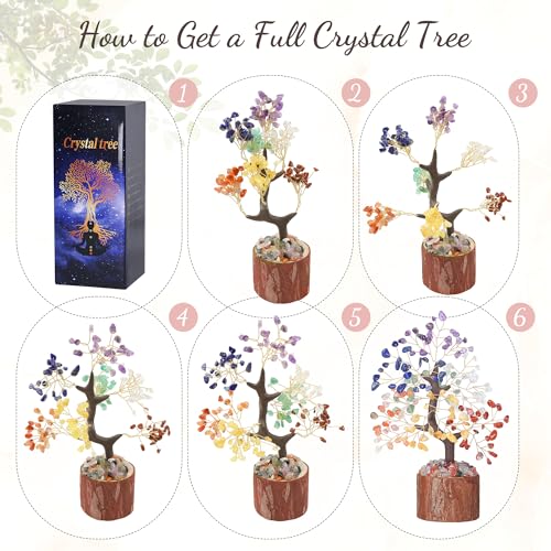 QINJIEJIE 7 Chakra Tree Crystal Tree Tree of Life Decor Birthday Gifts for Women Crystals and Healing Stones Home Office Decor Spiritual Gifts for Women Mom Sister New House Warming Gift Unique