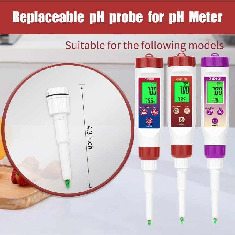 [Australia - AusPower] - Food pH Meter Replacement Probe 2 in 1 pH Temperature Tester Spear Tip pH Sensor Easily Penetrate Solid and Semi-Solid Samples, Also Suitable for Water 