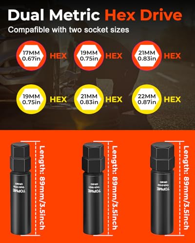 Topme 3-piece 10 spline lug nut socket set compatible with Bimecc TA23-21/22 lug key
