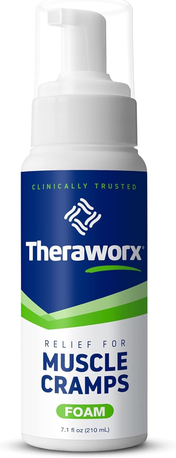 Theraworx Relief for Muscle Cramps Foam Fast-Acting Muscle Spasm, Leg Soreness with Magnesium Sulfate - 7.1 oz - 2 Count 7.1 Fl Oz (Pack of 2)