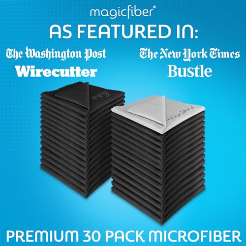 MagicFiber 34 PK Glasses Cleaner and Storage Kit - 4 Eyeglass Storage Pouches + 30 Microfiber Cleaning Cloths - Premium Eye Glass Pouches and Glasses Wipes