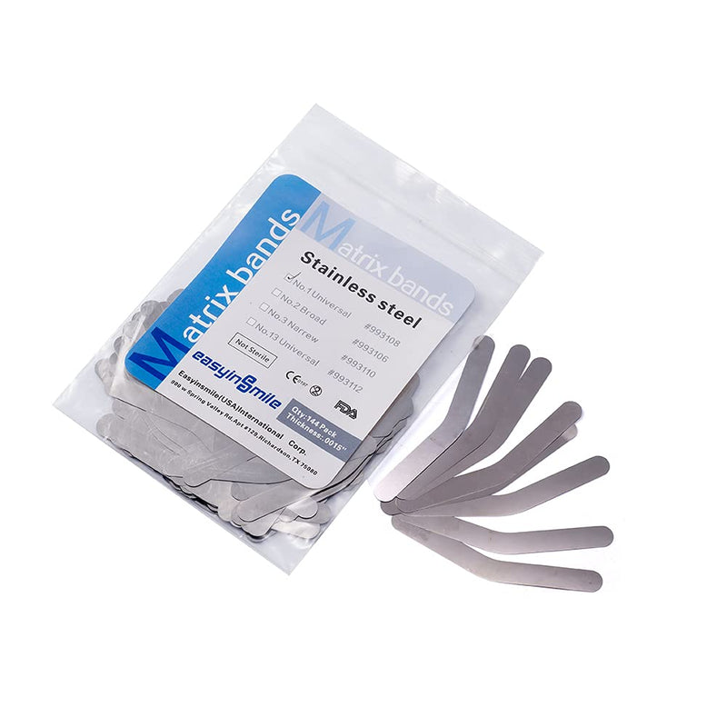 [Australia - AusPower] - 144PCS Dental Tofflemire Stainless Steel Matrix Bands Thickness .0015" 0.04 Universal #1-4 (#1) 
