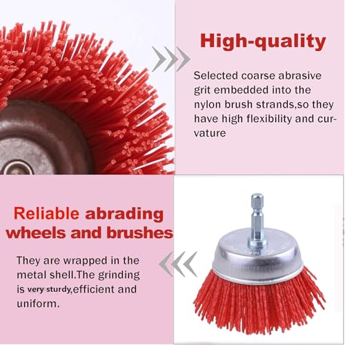 Rocaris 9-pack nylon filament abrasive wire brush wheel and cup brush set for cleaning and polishing
