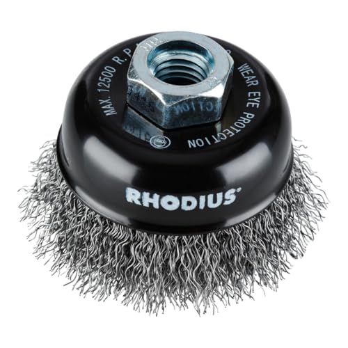 [Australia - AusPower] - Rhodius Steel Cup Brush STBW with Corrugated Steel Wire for Use on Angle Grinders 60 x 21 x M14mm 