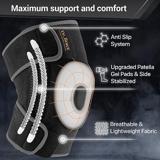 [Australia - AusPower] - DR. BRACE ELITE Knee Brace with Side Stabilizers & Patella Gel Pads for Maximum Knee Pain Support and fast recovery for men and women-Please Check How To Size Video (Mercury, Large) Mercury 