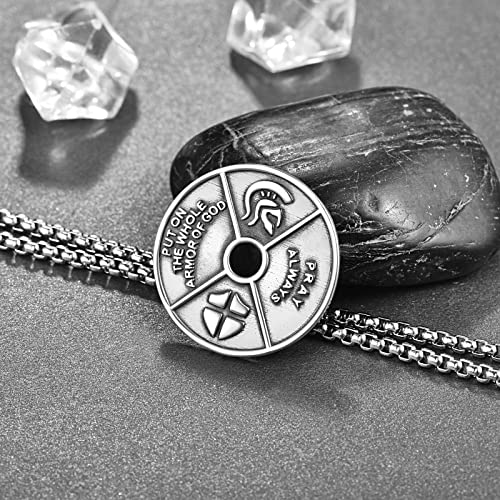 ADMETUS Armor of God Coins 925 Sterling Silver Coin Pendant Necklace Protection Jewellery Religious Gifts for Men