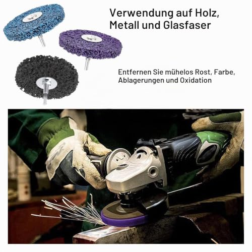 6 Piece CSD Disc 100 mm Purple Blue Black Cleaning Disc Set | CSD grinding wheel with 6 mm mandrel grinding coarse grinding disc coarse cleaning disc for angle grinder cleaning metal Style: 6 pieces, 100 mm, purple, blue, black