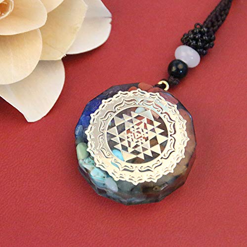 Acxico 1pcs Orgonite Pendant Sri Yantra Necklace Sacred Geometry Chakra Energy Necklace Gift