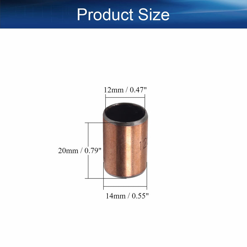[Australia - AusPower] - Bettomshin 6Pcs Sleeve Bearing, 12mm Bore 14mm OD 20mm Length, Plain Bearings Wrapped Oilless Bushings for Sliding Parts of Machinery, Printing Presses, Textile Machines 