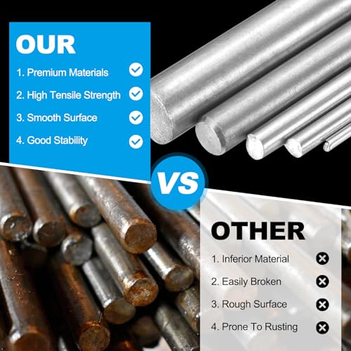 uxcell 3-piece GR5 titanium round rods, 4.5mm (3/16 inch) diameter, 16-inch solid metal rods