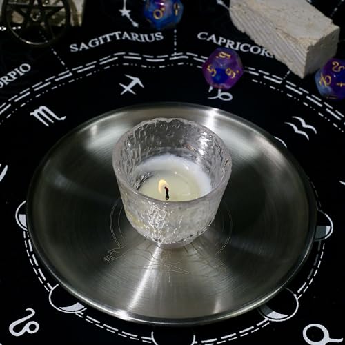 Offering Prayer Ritual Bowl Plate with Chakra Gemstone Great for Altar,Meditation,Incense Sticks, smudging, Candle,Crystal,Jewelry,Yoga Use(Chakra)
