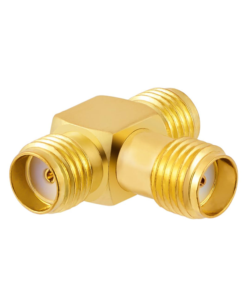 Vecys Pack of 2 SMA Adapter 3 Way Splitter T Shape SMA Female to Dual Female Splitter Antenna Adapter Converter 50 Ohm SMA Female to Dual SMA Female