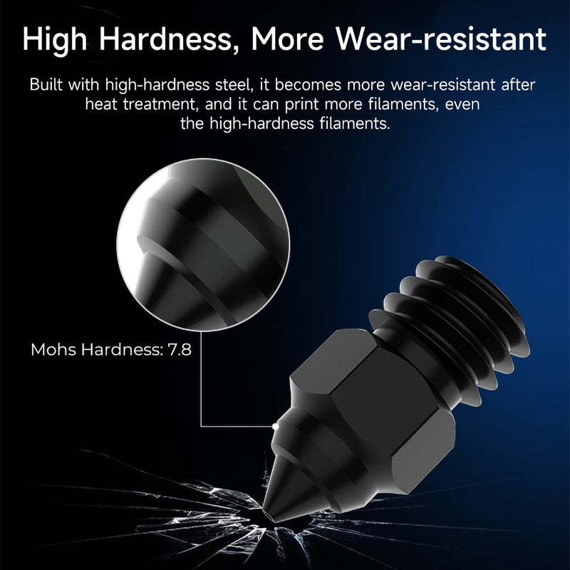 Official Creality High-end Hardened Steel MK8 Nozzles 8PCS, High-Temperature Wear Resistant Compatible with Ender 3/Ender 3 V2/Ender 3 Pro/Ender 3 Max/Ender 5 Series and CR 10 Series