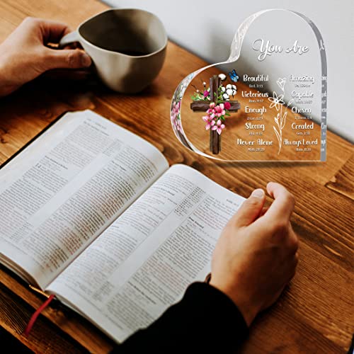 JUNQIU Christian Gifts For Women, Religious Gifts, Hearts Christian Plaques