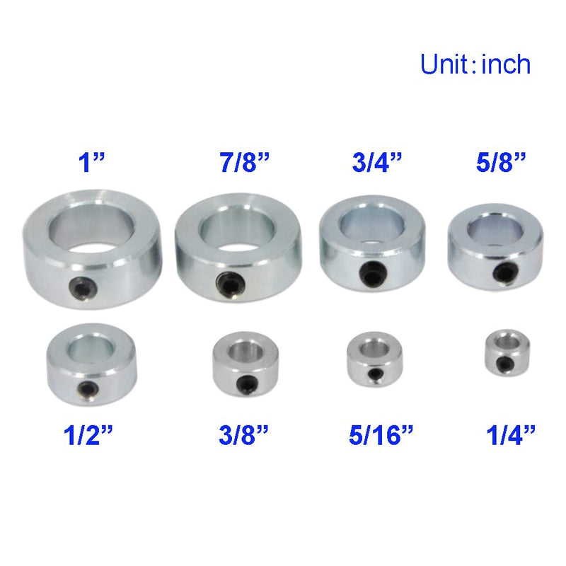 [Australia - AusPower] - 1/2" Bore Shaft Collar with Zinc Plated Solid Steel Style Set Screw Shaft Collars for Machinery and Industrial Use, 8pcs/Pack (Silver-1/2") 1/2" 