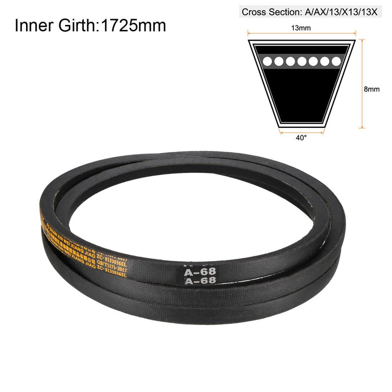 [Australia - AusPower] - uxcell A68 Drive V-Belts 68" Inner Length 13mm Width 8mm Thick JIS Standard A-Section Rubber Drive Industrial Transmission Belt 68" 