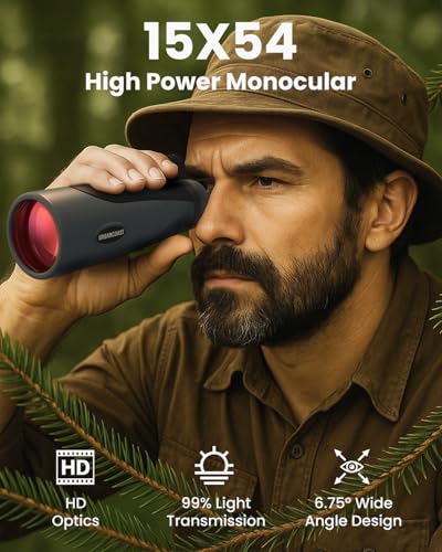 15x54 Monoculars for Adults High Powered, Compact Waterproof Telescope Lighthouse Gray 15 x