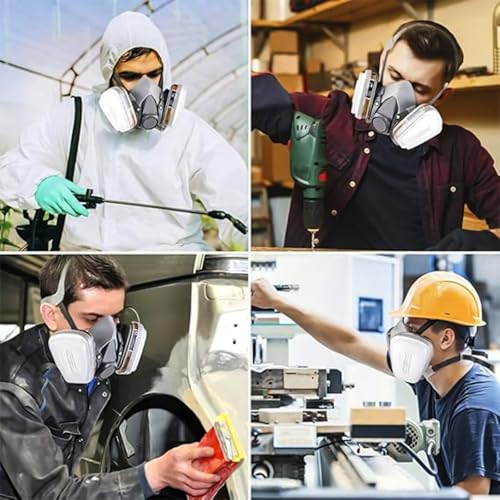 Faburo Respirator Mask Set, Gas Mask, Painting Mask with Filter Cartridges, Cotton Filter for Gases, Vapors, Chemicals, Sprays, Fine Dust Mask, Protective Mask with Filter Half mask
