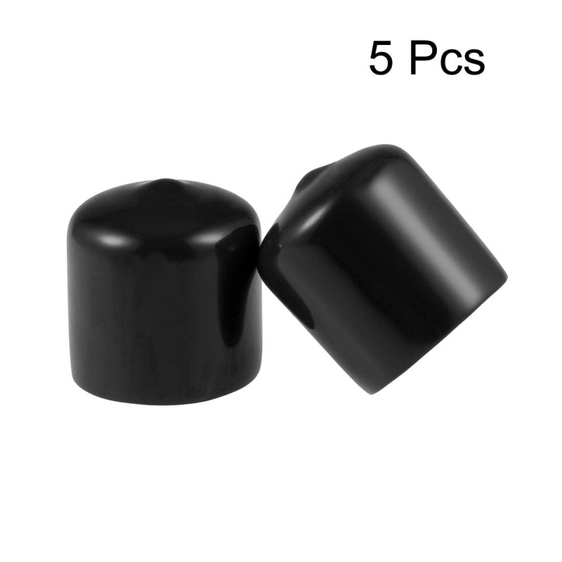 [Australia - AusPower] - uxcell 5pcs Rubber End Caps 23mm ID Vinyl Round Tube Bolt Cap Cover Screw Thread Protectors Black 