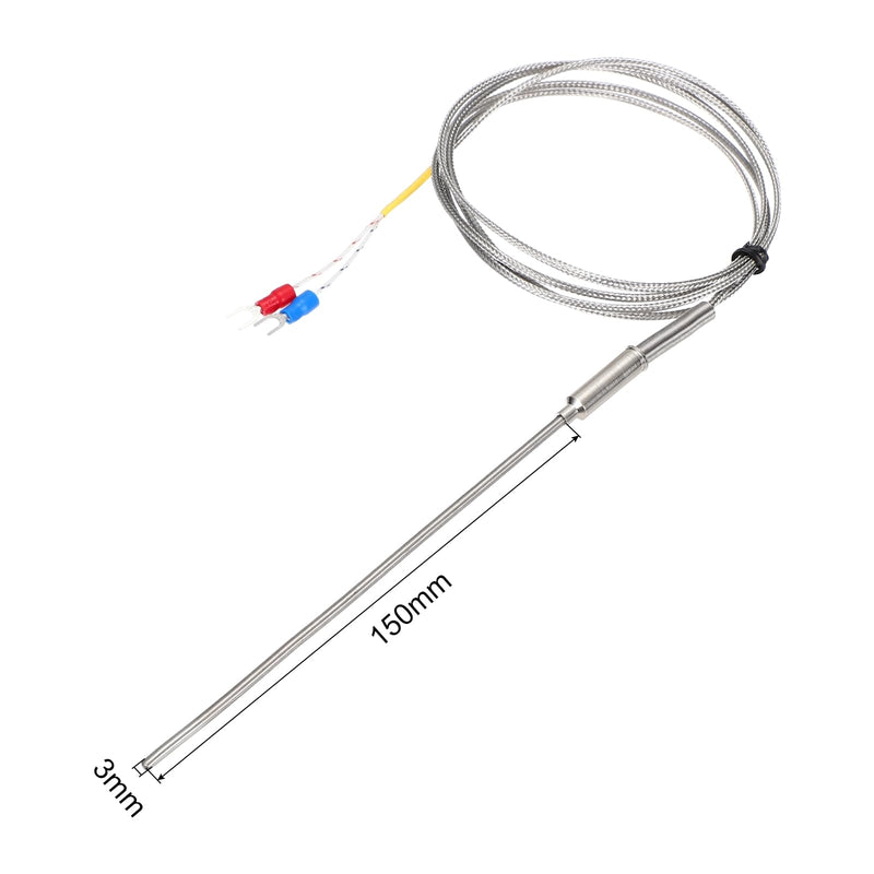 [Australia - AusPower] - MECCANIXITY K Type Thermocouple Temperature Sensor Probe 3x150mm (0 to 800C) 5ft Temperature Controller 