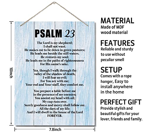 Inspirational Wood Art Signs, Psalms 23- The Lord is My Shepherd, Bible Verse Print, Hanging Printed Wall Plaque Wood Signs, Scripture for The Home or Office Decor, Christian Wall Decor 10 X 7.8 inch GP-Psalm 23