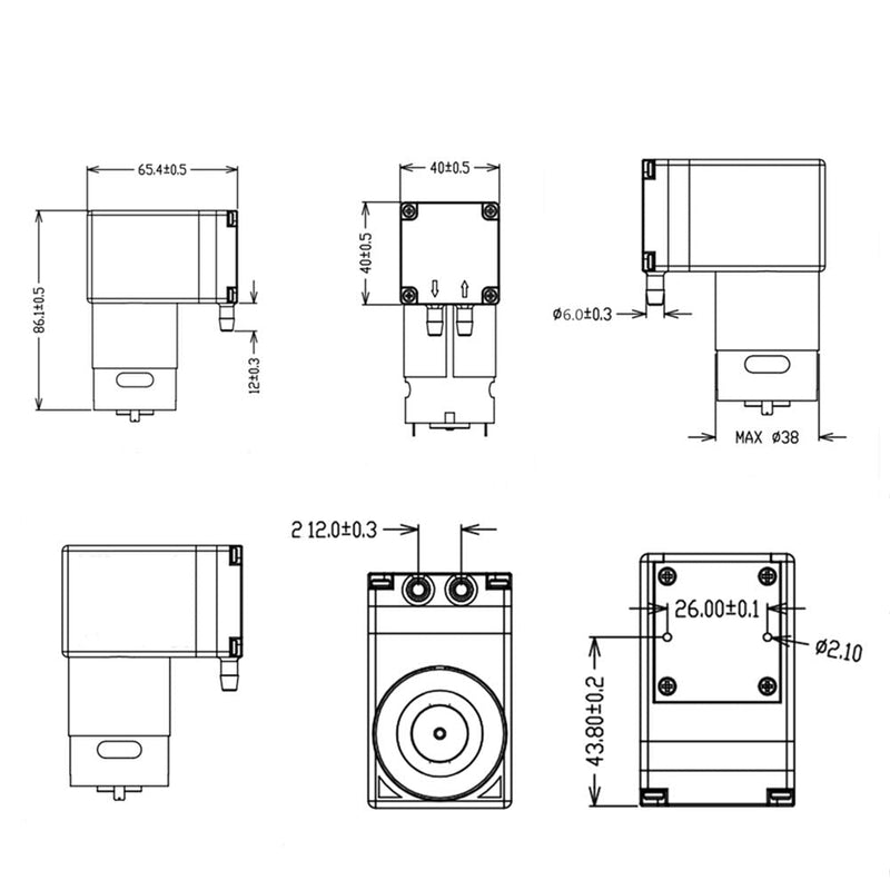 Vacuum pump DC 12V 12W, micro diaphragm pump air compressor -75KPA vacuum degree 12LPM flow,Suitable for breast pump parts replacement and vacuum adsorption projects