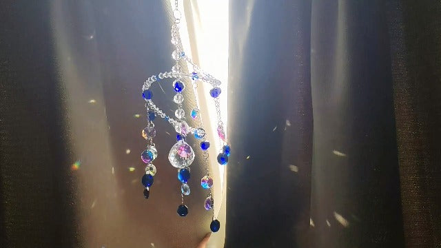 Geili Crystal Sun Catcher Rainbow Maker,Spiral Wind Chime Suncatcher(Blue) CH,BLUE