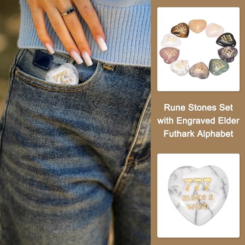 MECCANIXITY Rune Stones with Angel Numbers-777 for Lucky White Pine