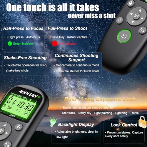 Rechargeable Intervalometer Timer Shutter Release Remote with LCD Screen Timer Shutter for Canon
