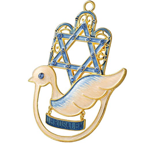 Matashi Hanging Hamsa Wall Decor Ornament with Crystals (Pewter) Decoration