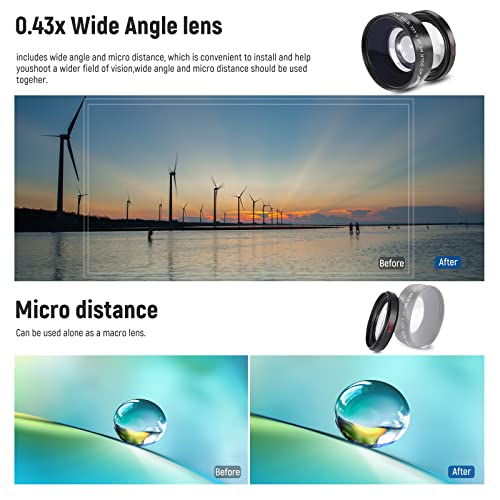 Neewer 52mm Lens and Filter Set: Wide Angle/2.2X Telephoto Additional Lens for 18mm-85mm APS-C Lens, (+1+2+4+10) Close Up Macro/ND/UV/CPL/FLD Filters for Camera Lens with ⌀52mm Thread