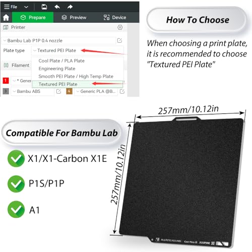 2025 launches new power-saving PEI cool plate, 257x257mm texture heatingbed low temperature printing Pla plate for Bambu lab X1/A1/P1S/X1C/X1E/P1P 3D printer