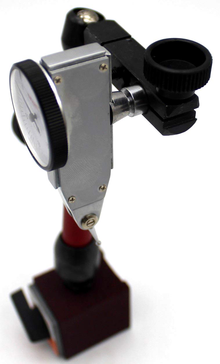 Dial Indicator Magnetic Base - 50lb Pull Force with 3D Locking Arm and Fine Adjustment - for Test Indicators with 3/8 Inch Stem or Dovetail Mount in Small Spaces and Metal Working Machine