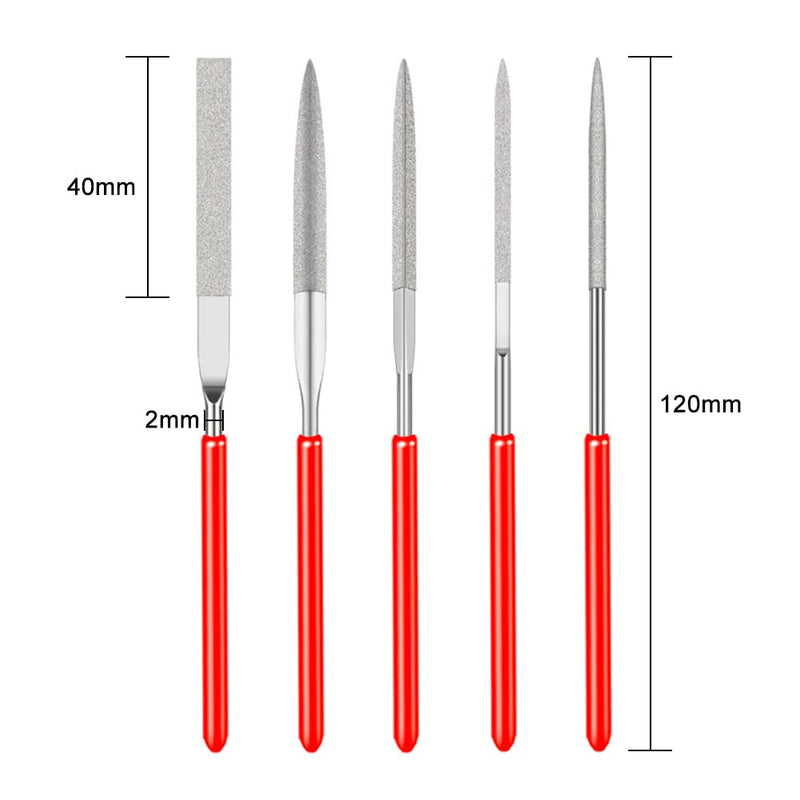 [Australia - AusPower] - Mini File Set, Needle Files Set Metal, 5 Pieces Mini Diamond Files Set, Diamond Needle File Set, Mini Diamond File, Metal Diamond Needle File Set, File Set, Diamond Files 5 Stück 