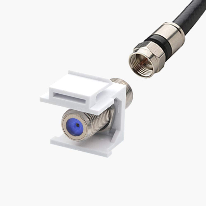 [Australia - AusPower] - VCE Coax Keystone Jack Insert 10-Pack, 3GHz Coaxial Cable Connector, F-Type RG6 Cable Extender Female to Female for Wall Plate and Patch Panel, Nickel-Plated 