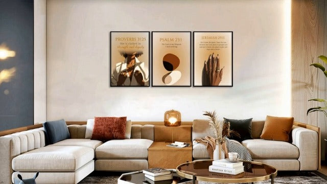 IEMIHZUM African American Girl Christian Wall Art Set of 3 16x24in Poster Scripture 24L"X16W"